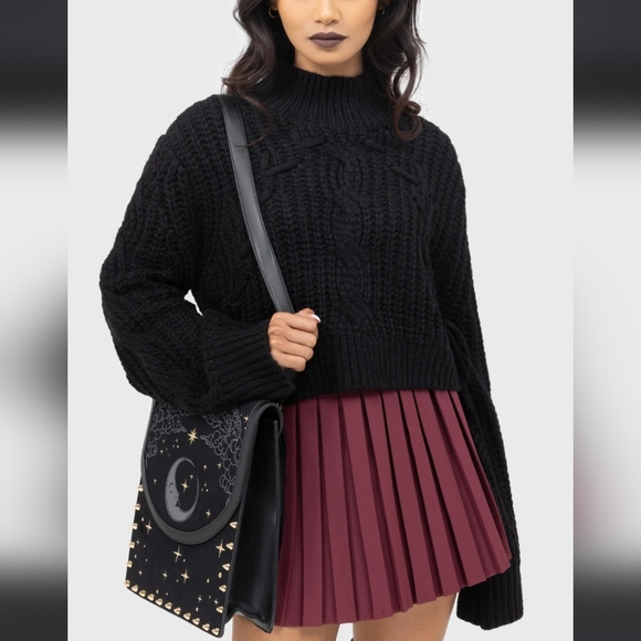 Killstar Black Cable Knit Sweater - Picture 3 of 9